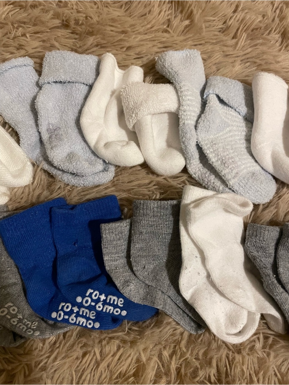 Ro+Me & Carters Baby Sock Bundle - Blue, White, Gray Mix